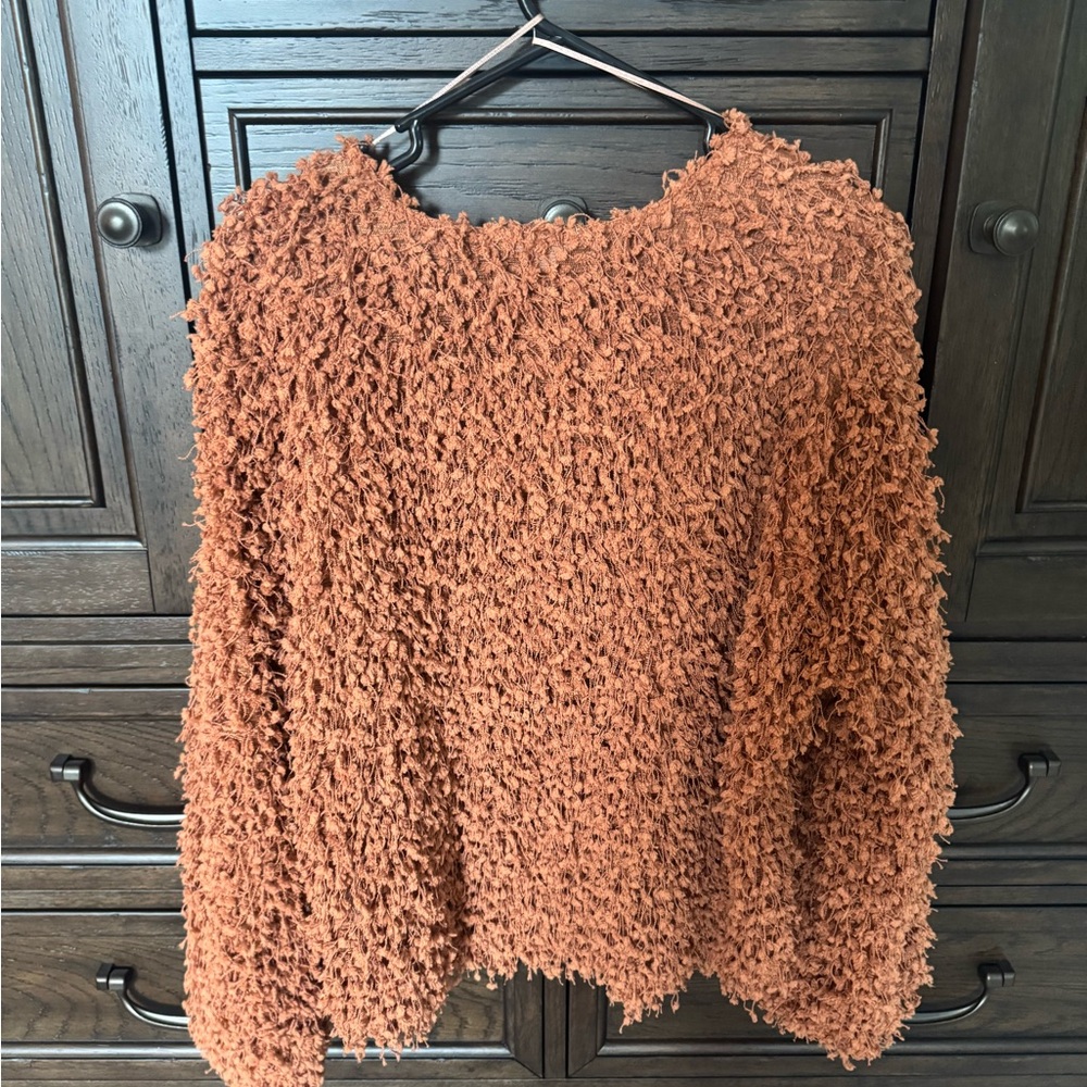 Women's Textured Rust Sweater - Picture 2 of 3